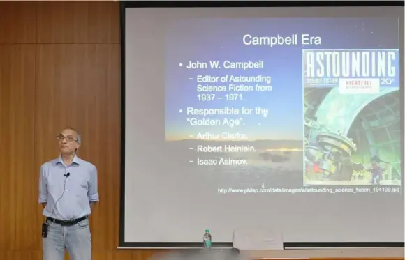  ?? K.G. HARIDASAN ?? Scientist Jayant Murthy giving a talk at the Indian Institute of Science, Bengaluru.