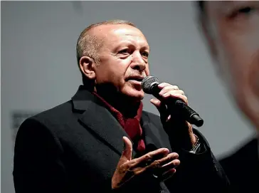  ?? AP ?? Turkish President Recep Tayyip Erdogan addresses supporters at a rally in Istanbul this week, ahead of local elections scheduled for March 31.