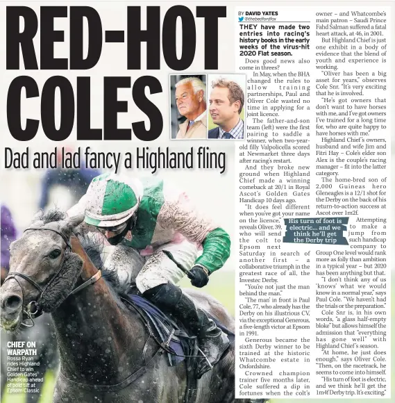  ??  ?? CHIEF ON WARPATH Rossa Ryan rides Highland Chief to win Golden Gates Handicap ahead of bold tilt at Epsom Classic