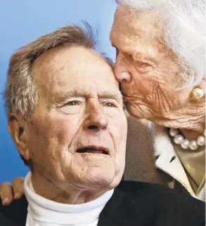  ?? CHARLES KRUPA/AP FILE PHOTO ?? Former President George H.W. Bush and his wife, Barbara, were the longest-married presidenti­al couple in U.S. history. He died Friday, about about eight months after her.