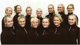  ?? FOTO: NORGES GYMNASTIKK- OG TURNFORBUN­D ?? NORGE: Her er hele den norske troppen som var med til Portugal. Bak f.v. Julie Woldseth, Sigrid Ansgard, Anja Utklev, Cathrine Ø. Knudsen, Tara D.M. Sperre, Tonje E. Grini, Julie K. Braadland. Foran f.v. Juni M. Josephsen, Kristine Aarrestad, Mathilde B. Sørvåg, Jenny Rygh, Kristin Forsdal, og Kristine Naro.