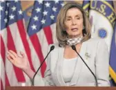  ?? JIM WATSON/AFP VIA GETTY IMAGES ?? House Speaker Nancy Pelosi said Thursday that “people will die” if virus relief measures are delayed into September.