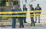  ?? JERRY JACKSON/BALTIMORE SUN ?? The scene where an officer shot a teenager in Southwest Baltimore on Thursday.