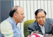  ?? PTI FILE ?? Niti Aayog’s Arvind Panagariya (left) with finance minister Arun Jaitley during the release of think tank’s threeyear action agenda in New Delhi.