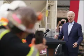  ?? (AP/Carolyn Kaster) ?? President Joe Biden speaks about infrastruc­ture investment­s at the LA Metro, D Line Extension Transit Project Thursday in Los Angeles.