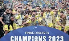  ?? | AFP ?? LA Rochelle’s players celebrate winning the Champions Cup in Dublin.