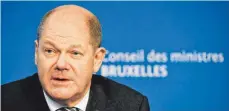  ?? FOTO: AFP ?? Olaf Scholz am Montag in Brüssel.