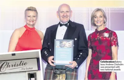  ??  ?? Celebratio­n Bakery boss Andrew Chisholm was presented with two national awards