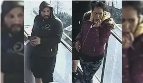  ?? TRANSIT POLICE / HANDOUT / PNG ?? Transit police released images of the suspect pair, who are believed to be husband and wife, and are involved in the attack of a 61-yearold woman on a Surrey bus.