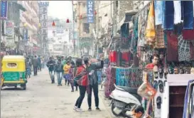  ?? RAVI CHOUDHARY/HT PHOTO ?? Paharganj, which has half of Delhi’s 1,500 budget hotels, and whose economy largely depends on foreign tourists, is witnessing a slump like never before.