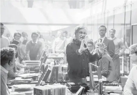  ??  ?? Director Steven Spielberg on the set of the virtual-reality tale Ready Player One, which opens Thursday.