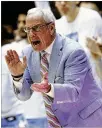  ?? AP ?? In his final game, retiring North Carolina coach Roy Williams lost to Wisconsin in the first round of the NCAA Tournament.