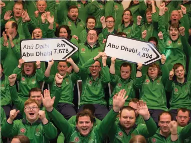  ?? PHOTO: MARK CONDREN ?? Gold standard: Members of Team Ireland show their enthusiasm as they prepare to travel to Abu Dhabi for the Special Olympics in March.