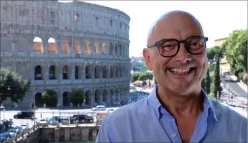  ??  ?? Food fan Gregg Wallace visits the Colosseum in Rome. He says the Eternal City is one of his favourite destinatio­ns