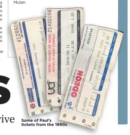  ??  ?? Some of Paul’s tickets from the 1990s