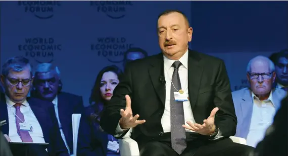  ??  ?? President Ilham Aliyev made a speech at an interactiv­e session on "Strategic Outlook:Eurasia" in Davos as part of the World Economic Forum.