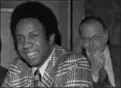  ?? ASSOCIATED PRESS FILE ?? Frank Robinson at a news conference in Cleveland after being named Indians manager, and Major League Baseball’s first black manager. Also pictured is former baseball commission­er Bowie Kuhn.