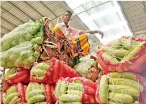  ??  ?? Their faces say it all: Despondent farmers at the Dambulla Economic Centre. Pix by Kanchana Kumara Ariyadasa