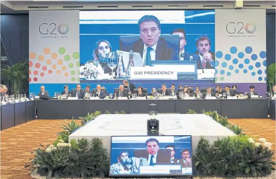  ?? Hacienda ?? El ministro Dujovne encabezó ayer la reunión de ministros y presidente­s de bancos centrales del G-20, en Bali