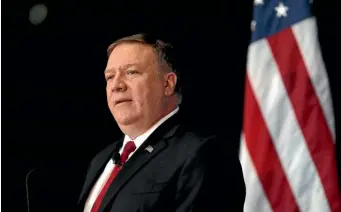  ?? AP ?? US Secretary of State Mike Pompeo speaks at an Economic Club of Detroit luncheon yesterday in Detroit.