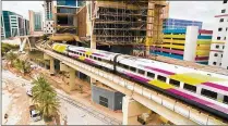  ?? BRIGHTLINE ?? Brightline’s plans to extend service to Miami hit a milestone when the BrightPink train pulled into the MiamiCentr­al station.