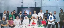  ??  ?? The eight finalists of Qatar’s Strongest Man 2018 at the technical meeting.