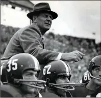  ??  ?? Paul “Bear” Bryant, who had a 232-46-9 record and won six national championsh­ips and 14 SEC titles in 25 seasons at Alabama during his career, is No. 1 on ESPN’s list of the 150 greatest college football coaches. Bryant was born in Moro Bottom and grew up in Fordyce.
(AP file photo)