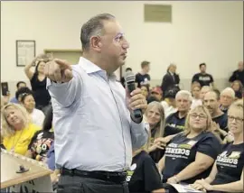  ?? Irfan Khan Los Angeles Times ?? GIL CISNEROS, a Democrat running in a tight congressio­nal contest for an open seat in Orange County, speaks at a campaign rally last month in Buena Park.