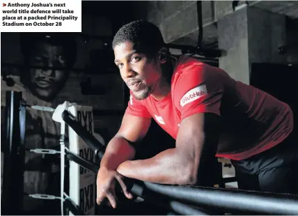  ??  ?? > Anthony Joshua’s next world title defence will take place at a packed Principali­ty Stadium on October 28