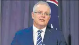  ?? AP ?? PM Scott Morrison speaks at Parliament House in Canberra. n