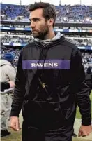  ?? KENNETH K. LAM/BALTIMORE SUN ?? Joe Flacco walks off the field after a game as a member of the Ravens in 2018. He spent last season with the Broncos.