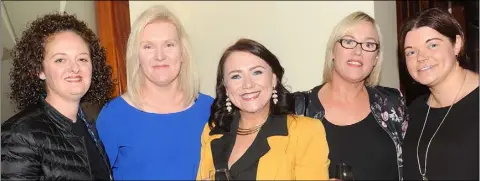  ??  ?? Jennifer Hanlon (left), Greenore, Lynn Devlin, Oliver Plunkett Park, Karen Crilly-Owens, Hillview, Kim Reenan, Blackrock and Sinead Murphy, Carrick Road who attended the Wine & Cheese evening for Past Pupils in St. Louis Secondary School.