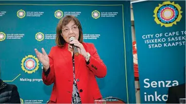  ?? PICTURE: BRUCE SUTHERLAND ?? SUPPORT: Mayor Patricia de Lille at the launch of the Athlone Community Support Group Programme, which will provide training to parents to help them deal with the challenges facing youth. These challenges include substance abuse among young people and...