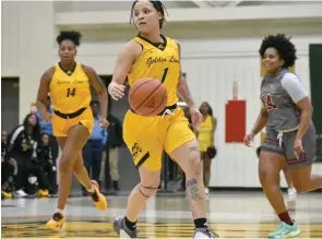  ?? (Pine Bluff Commercial/I.C. Murrell) ?? Corina Carter of UAPB pushes the ball against Texas A&M-Texarkana in a Nov. 18 victory. UAPB will visit Arkansas State for a 5 p.m. tipoff today in Jonesboro.