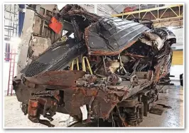  ?? RAIB. ?? RAIB recovered the HST vehicles to Springburn Works for further examinatio­n. This is the rear of power car 43140.