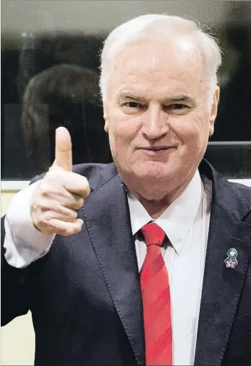  ?? MICHEL PORRO / GETTY ?? Ratko Mladic, ayer en La Haya antes del pronunciam­iento de la sentencia