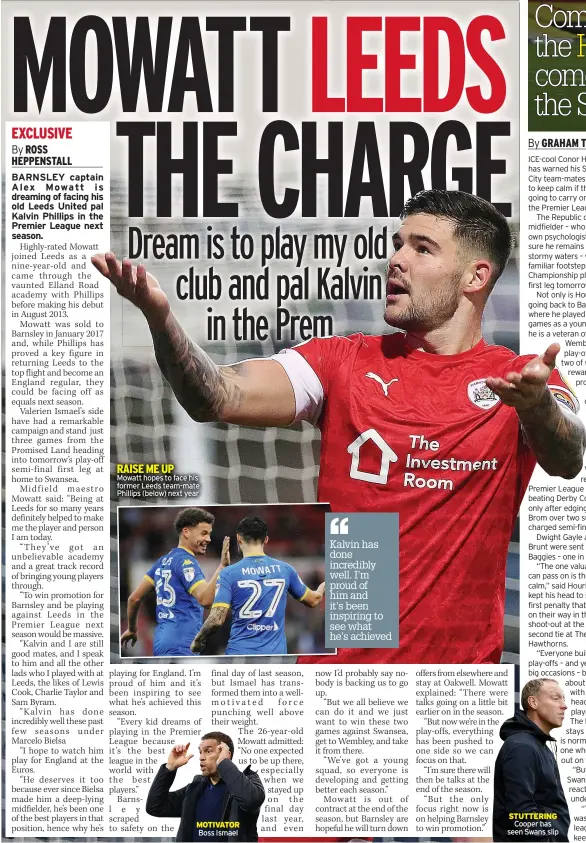  ??  ?? RAISE ME UP
Mowatt hopes to face his former Leeds team-mate Phillips (below) next year
MOTIVATOR Boss Ismael ‘‘
Kalvin has done incredibly well. I’m proud of him and it’s been inspiring to see what he’s achieved