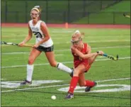  ?? DIGITAL FIRST MEDIA FILE ?? Owen J. Roberts’ Julia Lamb (2) sends the ball upfield during a game against Methacton last season. Lamb was selected to play in the 2018 AAU Junior Olympic Games to be played at University of Iowa next month.