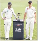  ??  ?? New Zealand’s Test captain Kane Williamson and Joe Root