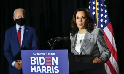  ??  ?? Kamala Harris speaks alongside Joe Biden in Wilmington, Delaware. Photograph: Mandel Ngan/AFP/Getty Images