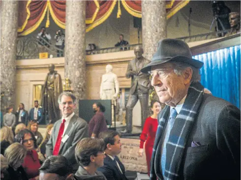  ?? ?? SHUNS LIMELIGHT: Paul Pelosi attends a ceremony for the unveiling of a portrait of his wife, the outgoing Speaker Nancy Pelosi, in Washington on Dec 14.