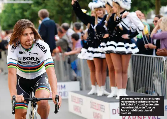  ?? PHOTO AFP ?? Le Slovaque Peter Sagan lorgne le record du cycliste allemand Erik Zabel à l’occasion de cette nouvelle édition du Tour de France qui débute demain.