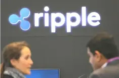  ??  ?? The logo of blockchain company Ripple is seen at the SIBOS banking and financial conference in Toronto, Ontario. — Reuters photo