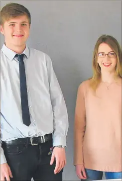  ??  ?? Louise Pawley and George Bayfield, apprentice­s with Manhunt Recruitmen­t in Sittingbou­rne