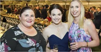  ?? Photo: Kevin Farmer ?? CELEBRATII­NG IN STYLE: At last year’s Qantas Gala Dinner are (from left) Lannah Holstein, Emily Weeks and Luisa Weeks.