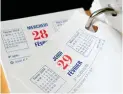  ?? ?? PHOTO SHOWS the tear-off calendar page for the Feb. 29 leap year 2024. (AFP)