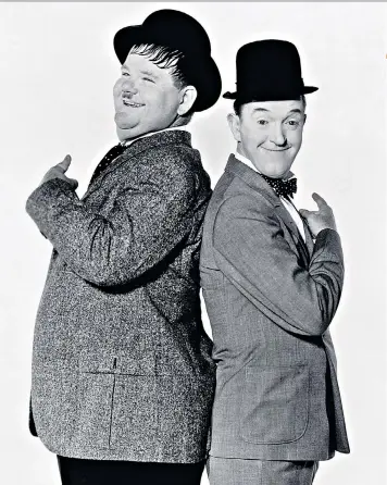  ??  ?? Thin end: Laurel and Hardy are at opposite ends of the male wobbly scale