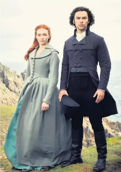  ??  ?? Eleanor Tomlinson as Demelza and Aidan Turner as Ross Poldark