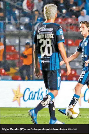  ?? IMAGO7 ?? Édgar Méndez (17) anotó el segundo gol de los celestes.