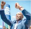  ?? — AFP ?? South African opposition political party leader of the Democratic Alliance (DA) Mmusi Maimane waves to the crowd after delivering his speech at the Democratic Alliance (DA) manifesto launch at The Rand Stadium in Johannesbu­rg.
